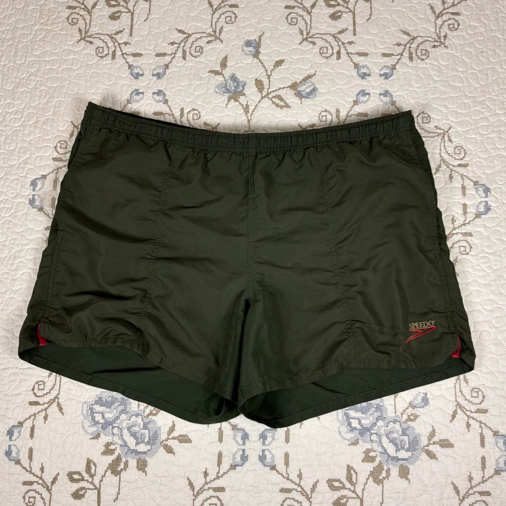 Speedo Swim Shorts Mens Large Green Excellent Vintage Swim Trunks